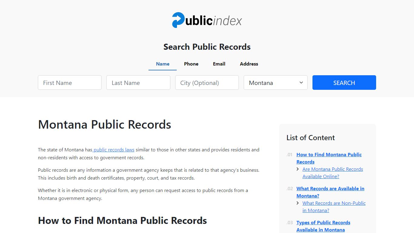Montana Public Records Online - ThePublicIndex